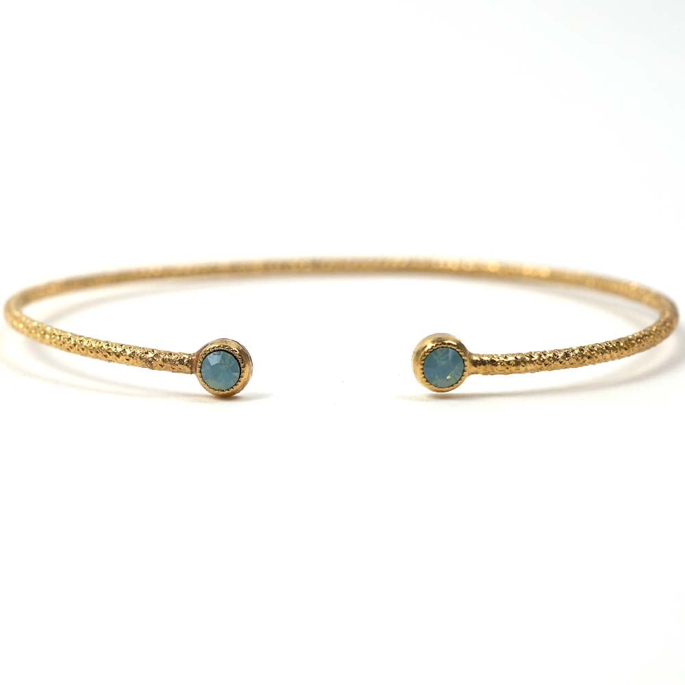 Hanka_in ハンカイン レディース ブレスレット バングル 真鍮 ゴールド ETERNITY BRUSH JONC OUVERT CRISTAL VERT OPAL B-ETEBRU-JO-VO