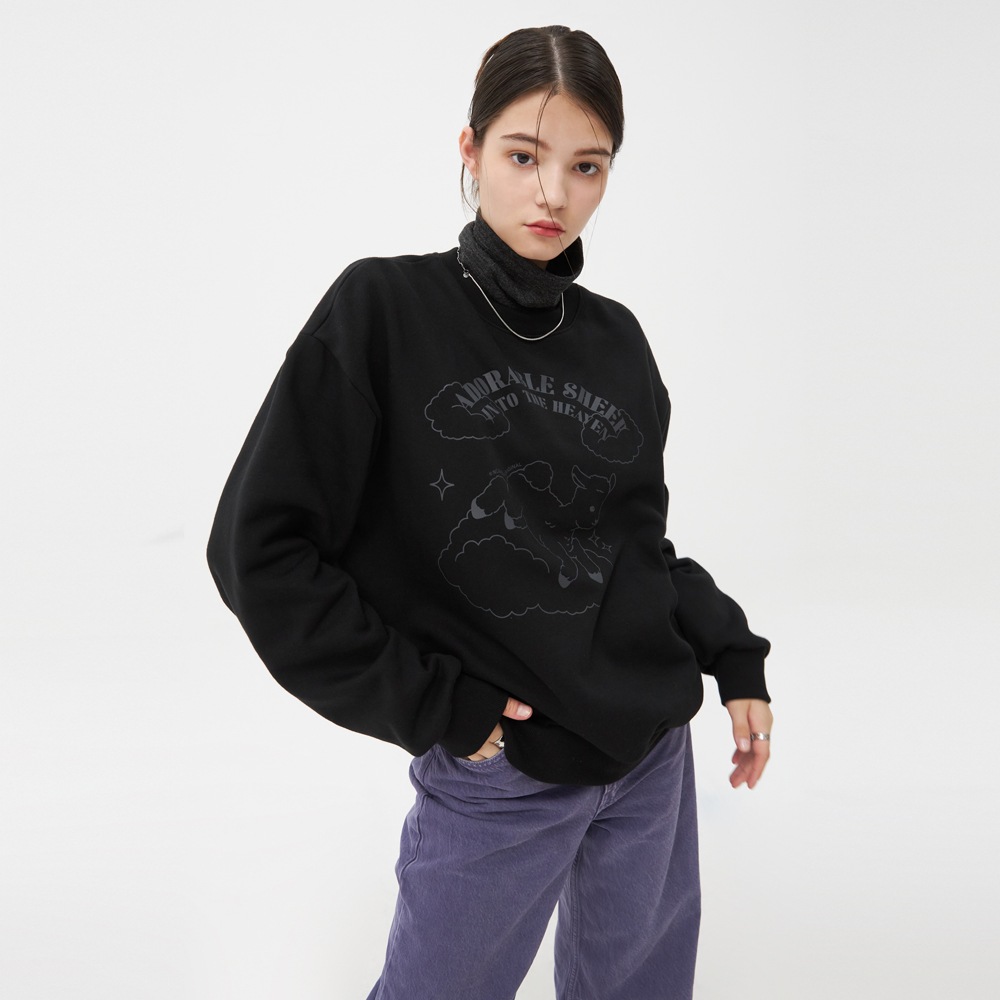 ADORABLE SHEEP SWEATSHIRT-BLACK