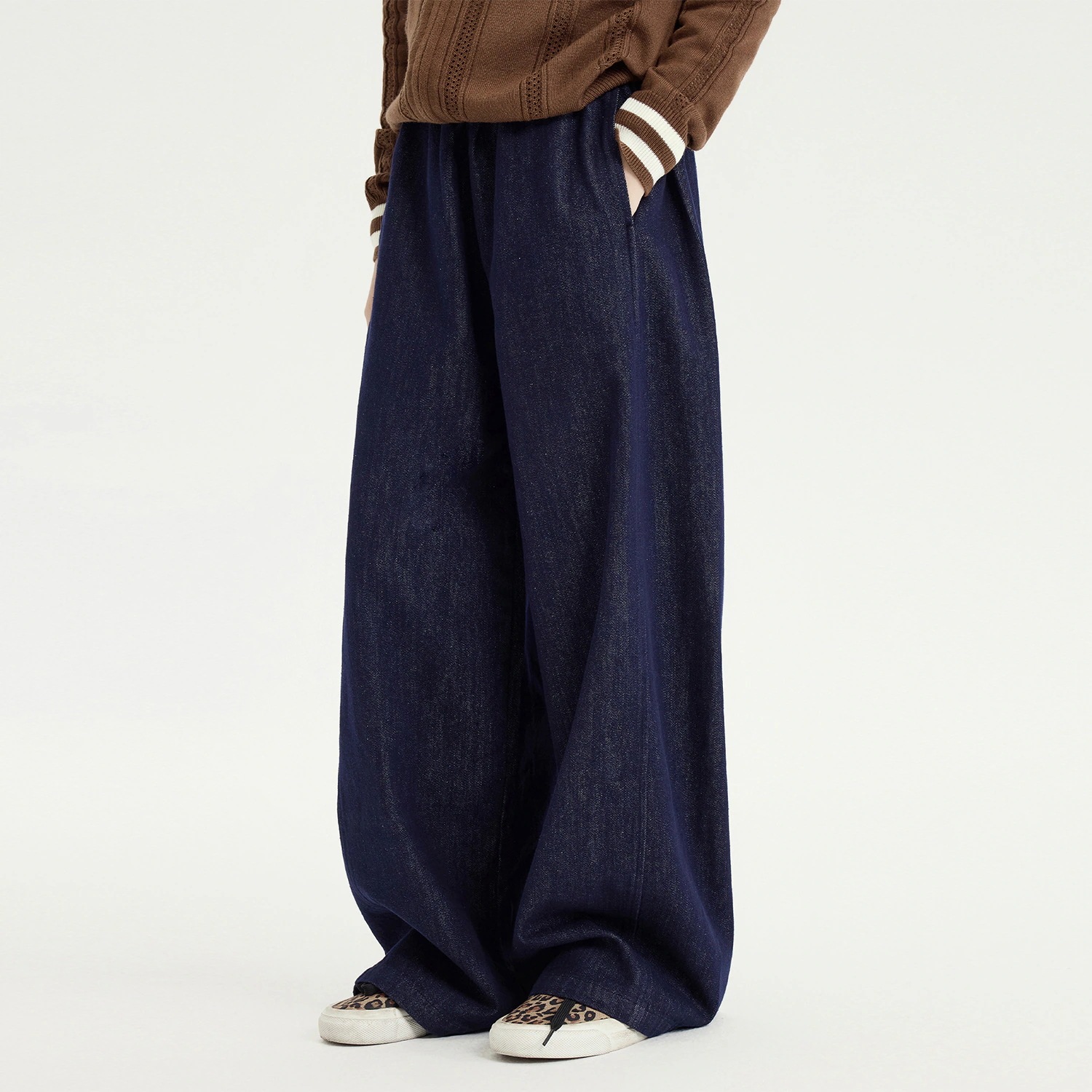 キッズ 新作 デニムパンツ 無地 ルーズストレートワイド ロング丈 子供服 女の子 ズボン