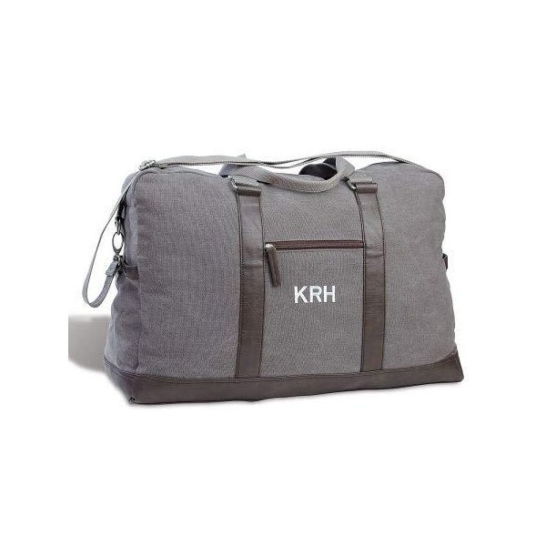 Personalized Monogrammed Large Grey Canvas Durable Duffel Bag - 24