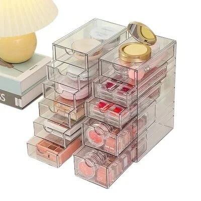 メガ割 ラッキーボックス アイシャドウ収納ケースアクリル引き出し式デスクトップ化粧品口紅分格透明防塵化粧台置物棚