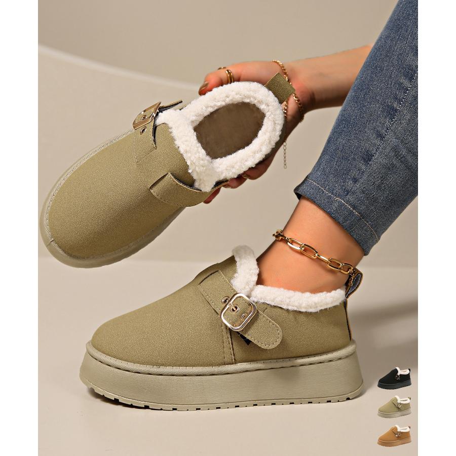 裏起毛ショートブーツ 厚底ムートンブーツ