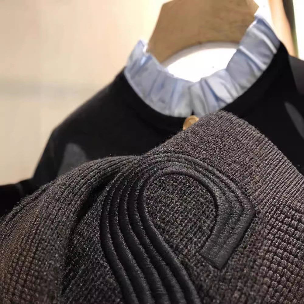 純粋な元qualitys Home@！フレンチライトライトラグジュアリーリムーバス菌襟刺繍ウールセーターテンペアの女性向け