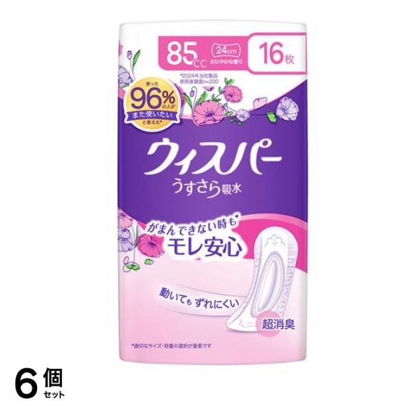 うすさら吸水 尿ケアパッド 85cc 24cm さわやかな香り 16枚入 6個セット