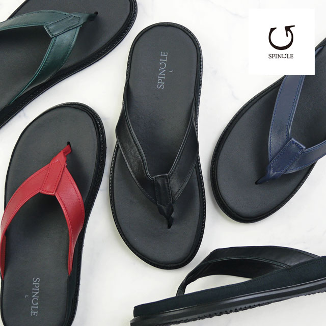 スピングル メンズ トングサンダル 本革 コンフォートサンダル メイドインジャパン レザーサンダル 日本製 カンガルーレザー SP-1717 ブラック 黒 ディープネイビー ディープレッド ディープグ
