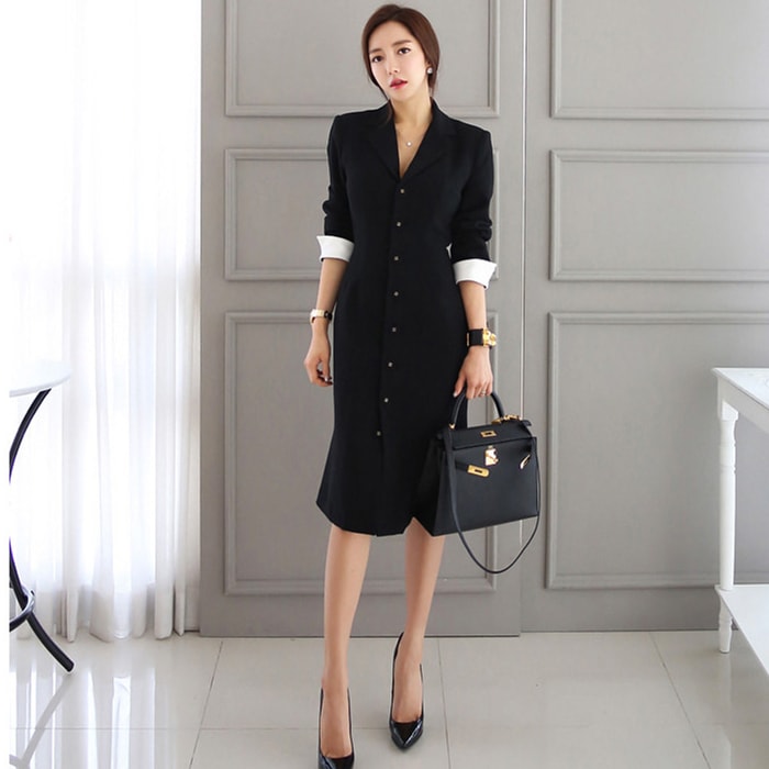 ワンピース レディース シャツワンピース ひざ丈 袖あり 5分袖 七分袖 Vネック 襟付き 5,491円