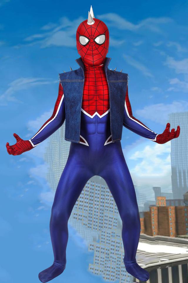 新タイプ追加 激安販売 スパイダーマン スパイダー・パンク・ spider man ps4 Spider-Punk Suit 子供用 コスプレ衣装[J19011AA-KID]