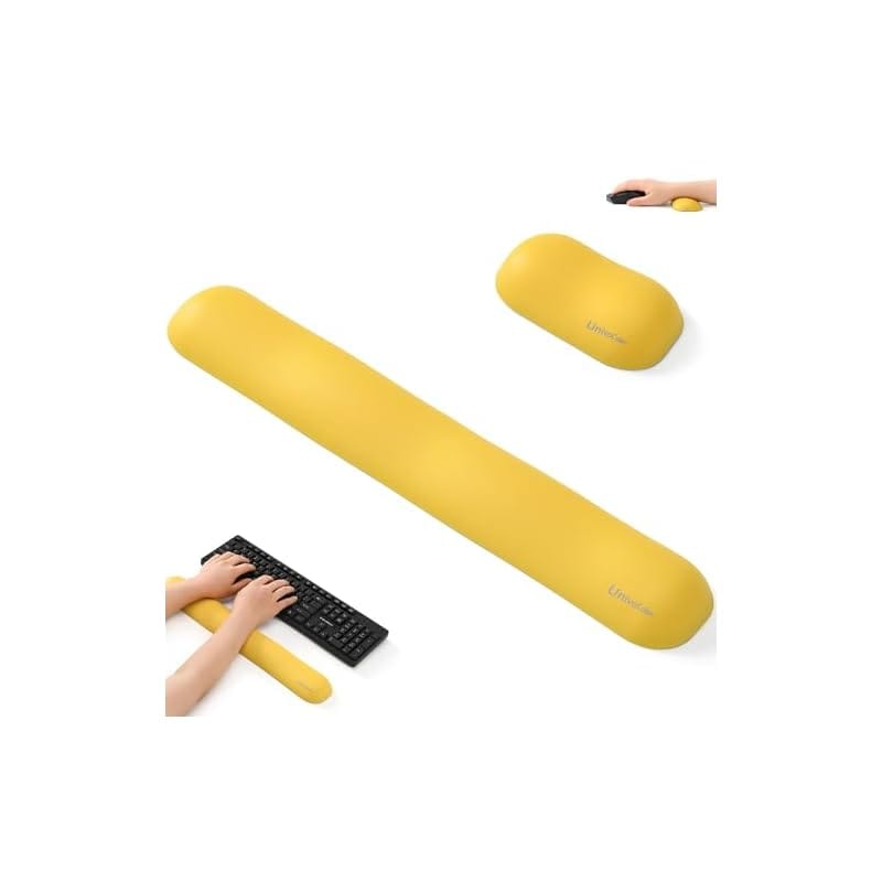 UnivoColors 低反発素材マウス&キーボードリストレスト 手首サポート プレミアムPU素材 ノートパソコンフルサイズキーボードにフィット 疲労低減 体圧分散性能 手首痛み緩和 底面に滑り止め
