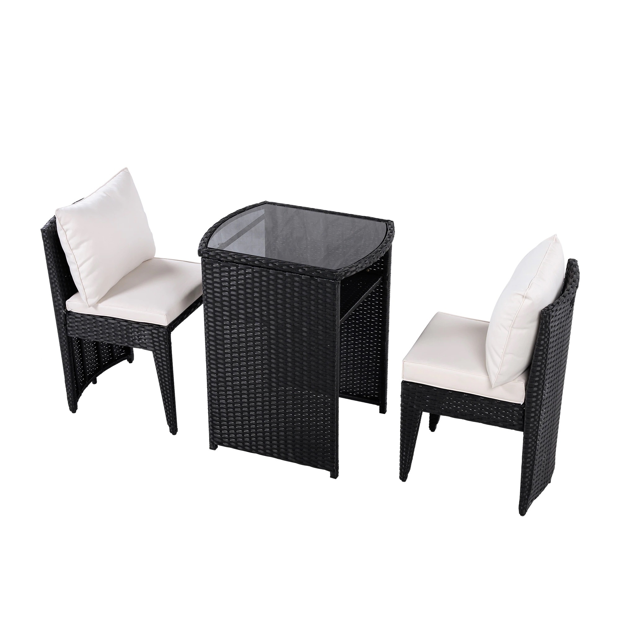 【国内発送Ｍ】1972ガーデンファニチャーセット 3点セット ラタン調 コンバクト収納 ガーデンファニチャー ベランダテーブル ガーデンテーブル ガーデンチェアー テーブル コンパクト 屋外家具 ガー