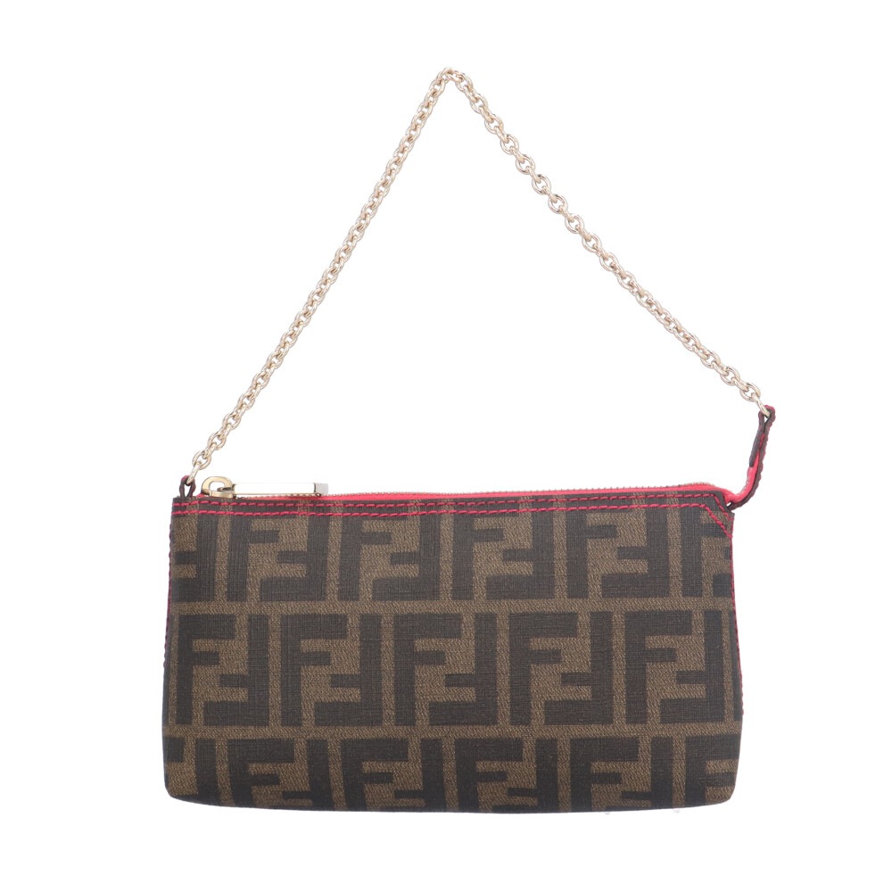 フェンディ ズッカ ハンドバッグ PVCコーティングキャンバス 8BR592 ブラウン FENDI 中古