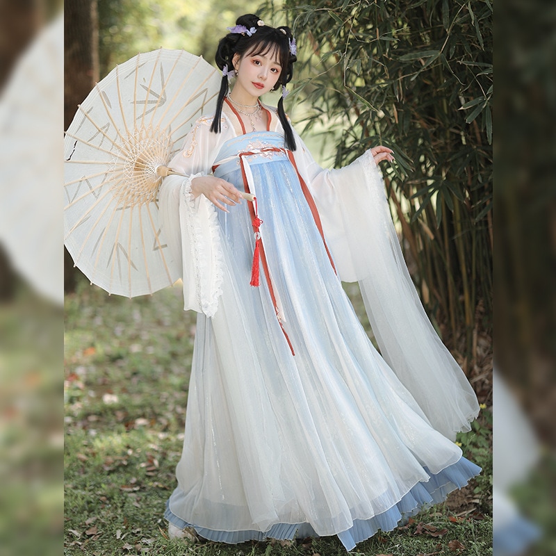 2023 新作オリジナル中国服 [春] 春夏秋の漢服女性の刺繍ワンピース胸丈スカート スーツ