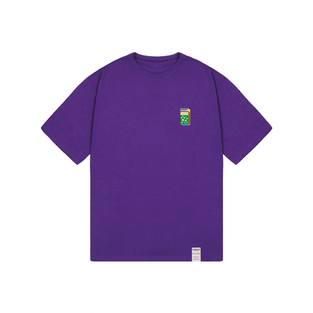 GRAVER スモールマッチフラワースマイル半袖Tシャツパープル