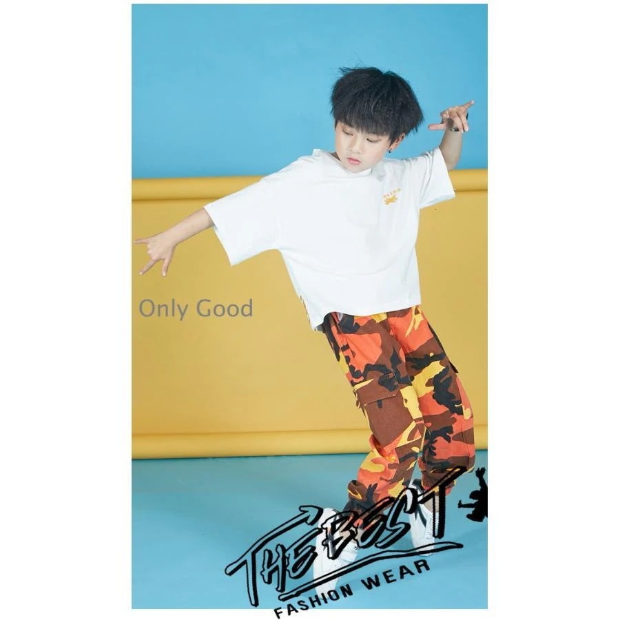 【20点セット】【送料無料】迷彩パンツ ダンス衣装 キッズ ヒップホップ ファッション 迷彩ズボン 韓国 ジャズダンス