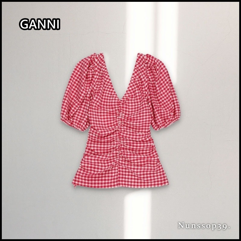 【GANNI】STRIPE COTTON MAXI STRAP ONEPIECE