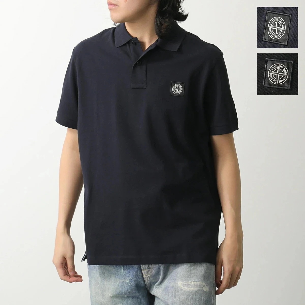 STONE ISLAND ストーンアイランド ポロシャツ 80152SC17 メンズ 半袖 コットンブレンド 鹿の子 ロゴパッチ カラー2色