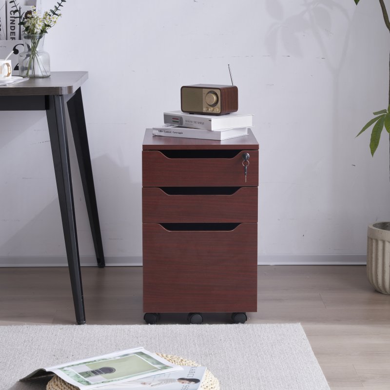 デスクワゴン サイドワゴン ラック　鍵付き キャスター付き 脇机 オフィス オフィスワゴン 3段オールロック 組立不要 A4対応 収納