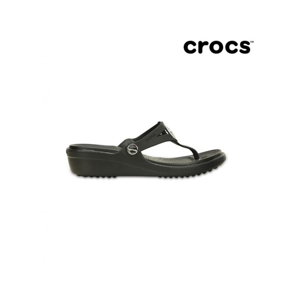 Crocs レディースサンナベベルサークルウェッジフリップブラック 203342-060