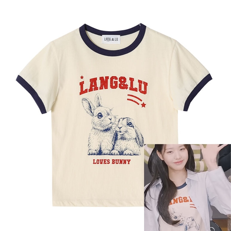 IVE ウォニョン着用 LOVES BUNNY うさぎ Tシャツ 韓国ファッション