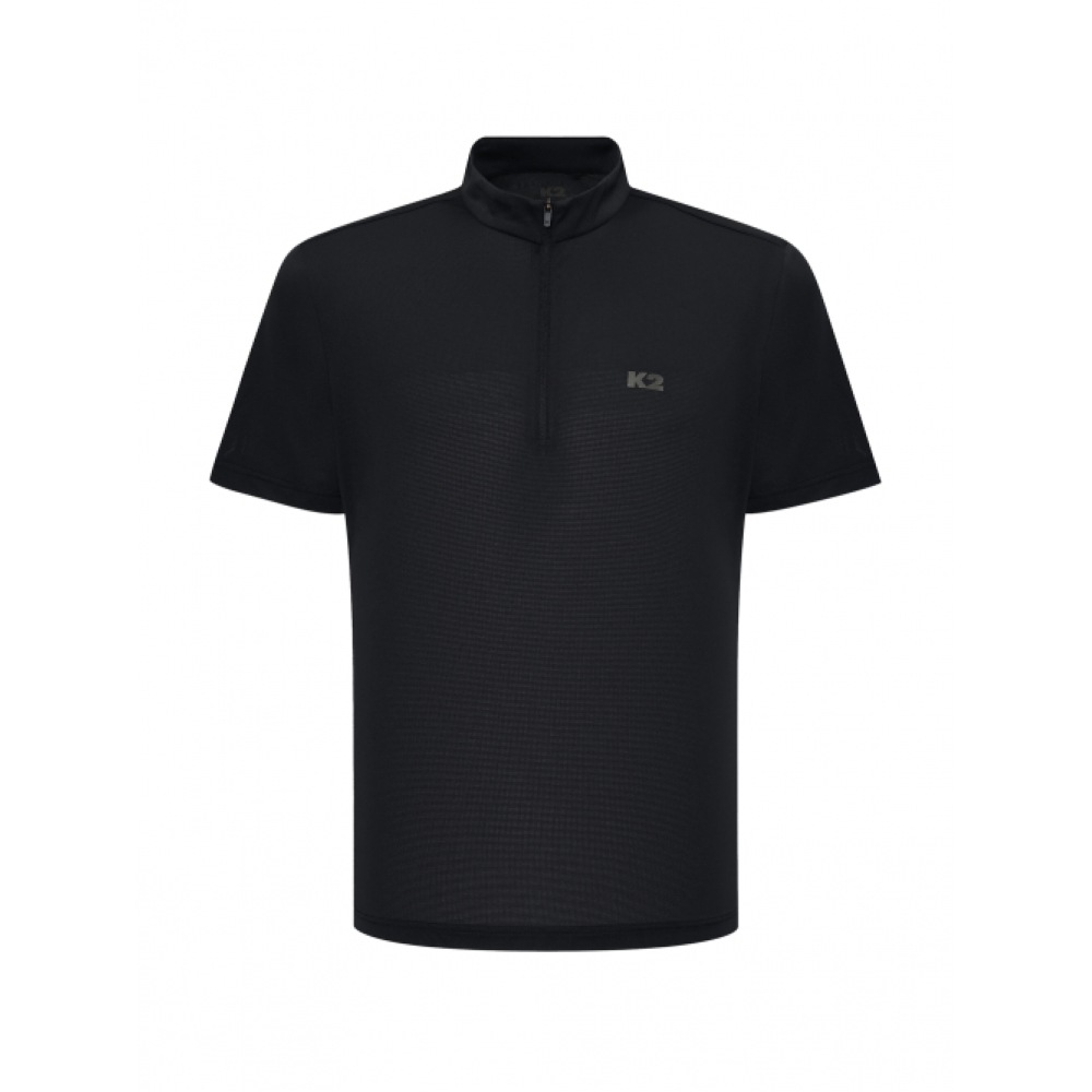 K2 E_メッシュ半袖ジップアップTシャツ_ダークネイビー
