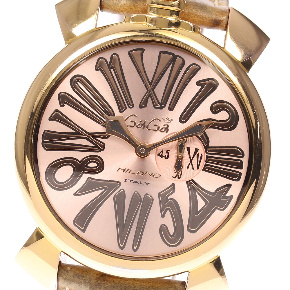 【GaGa MILANO】ガガミラノ マヌアーレ スリム46 スモールセコンド 5085.2 クォーツ メンズ【中古】