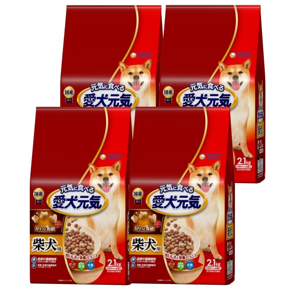 【全国送料無料】 愛犬元気 柴犬用 ビーフ・緑黄色野菜・小魚入り 2.1kg×4個セット (まとめ買い)