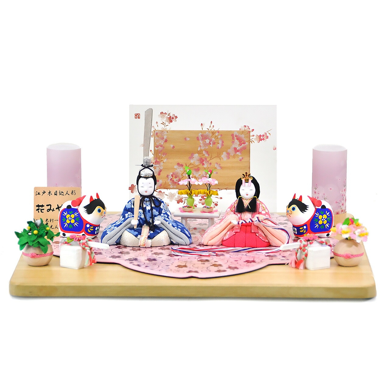 雛人形 ひな人形 お雛様 おひなさま かわいい 手作り 2025年 新作 秀光 限定品 送料無料 コンパクト ミニ 初節句 ひな祭り 木目込 一秀 二人 2人 親王 平飾り 男雛 女雛 狛犬 こま犬