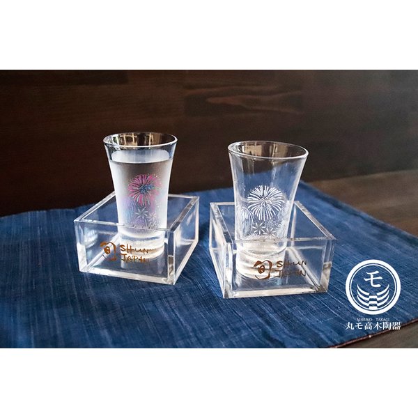 冷感 花火 こぼし 酒 天開 グラス アクリル 枡 ペア セット おしゃれ 酒器 温度 変化 マジック 日本酒 感動 ギフト プレゼント オリジナル ブランド