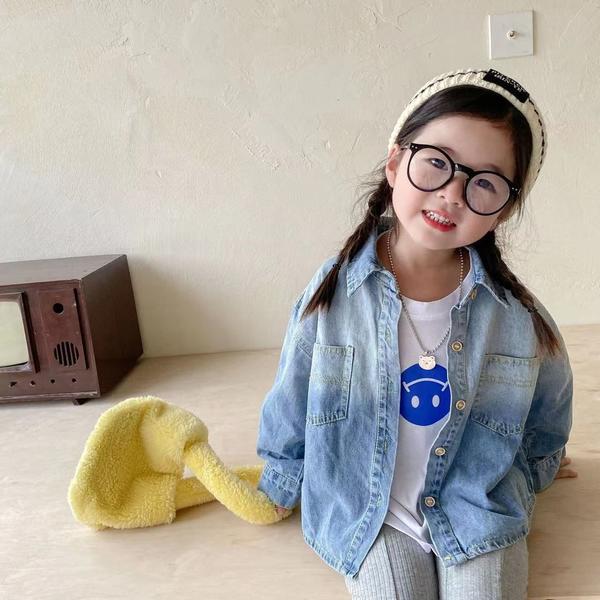 新品入荷 韓国子供衣服 グラデーション 長袖ブラウス 男の子 女の子 キッズ デニム デニムシャツ 子供服 子ども 長袖 前ボタン トップス シャツ 春 秋 冬 ブルー 80-130CM