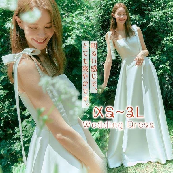 花嫁 ウェディングドレス プリンセスライン 白ドレスワンピース 結婚式 披露宴 前撮り 後撮り 撮影用 フォトウェディング ロングドレス