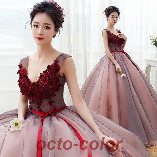 ロングドレス 編み上げ ウェディングドレス 結婚式 花嫁 ノースリーブ Vネック ドレス エンパイア 演奏会 結婚式 お洒落 贅沢 チュール ベアトップ