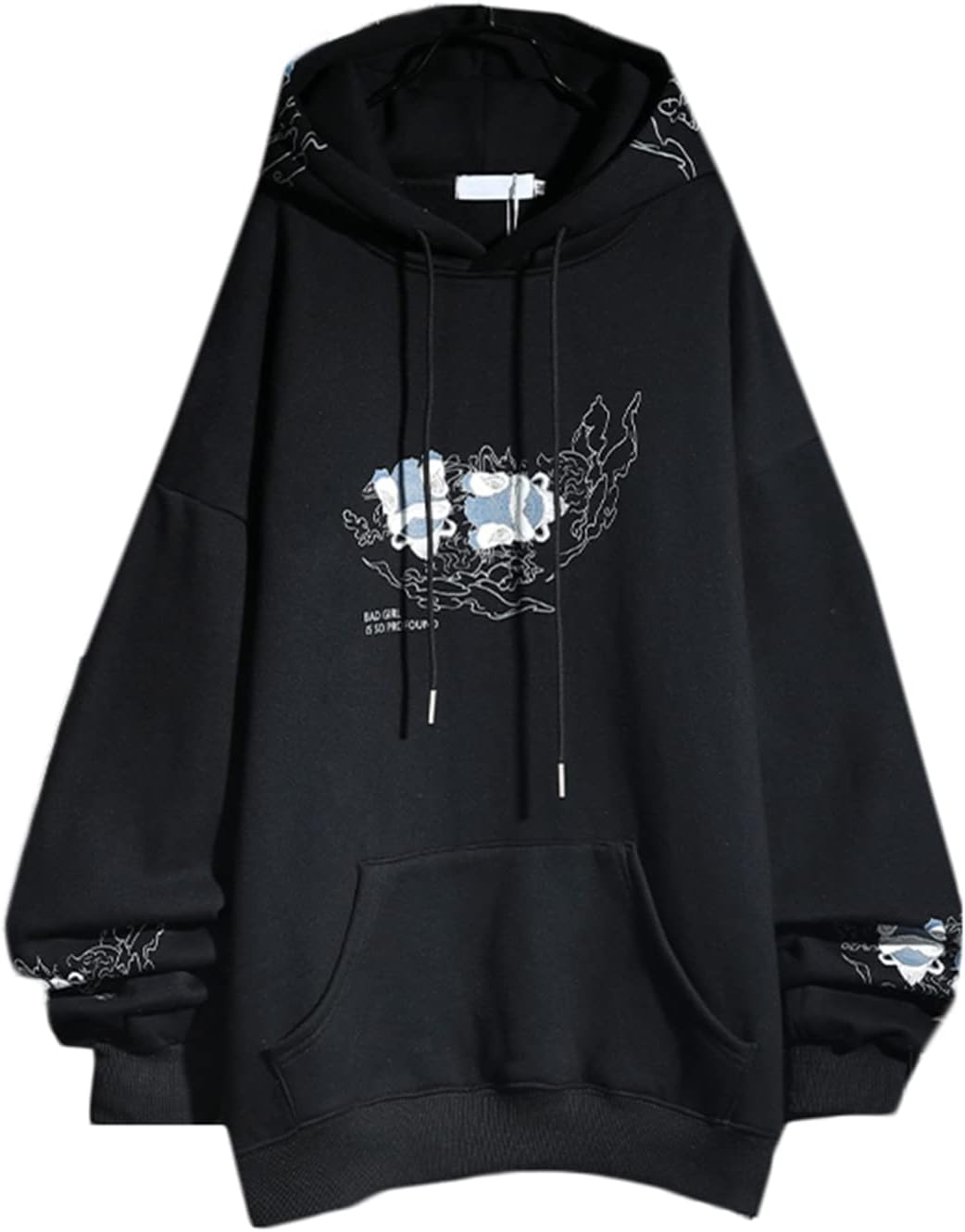 パーカー トレーナー メンズ レディース プリント チャイナ風 長袖 カジュアル ハンサム 丈長め フード付き 体型パカー 秋服 プルオーバー 柔らかい 流行し 通気 伸縮性 アウトドア ラ