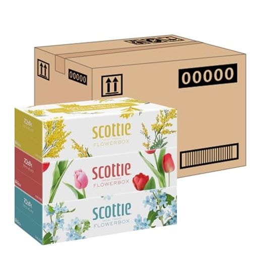 Scottie スコッティ 【ケース販売】 フラワーボックス 長持ちティシュー 500枚(250組) 3箱 ×18入り