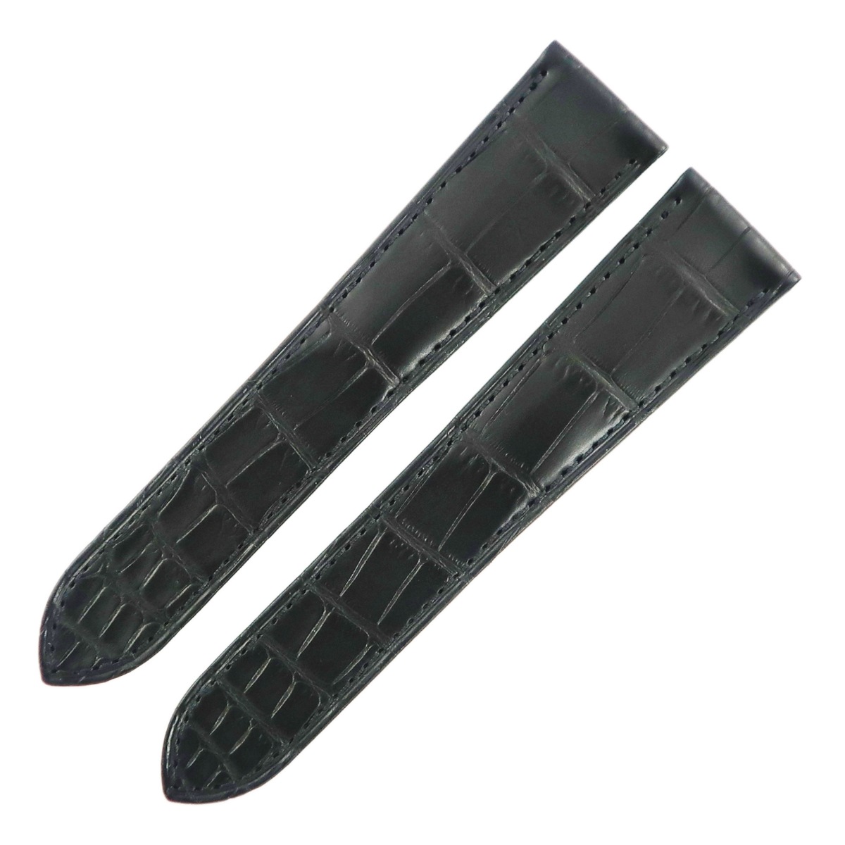 タンク用 クロコバンド メンズ 純正 替え ベルト ストラップ Dバックル用 22ｍｍ 黒 3年保証