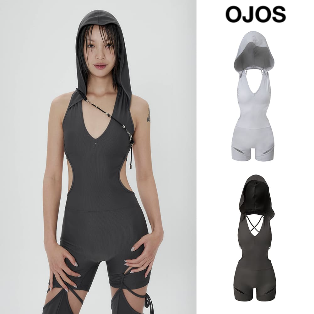 [OJOS] Thigh Slit Hoodie Monokini