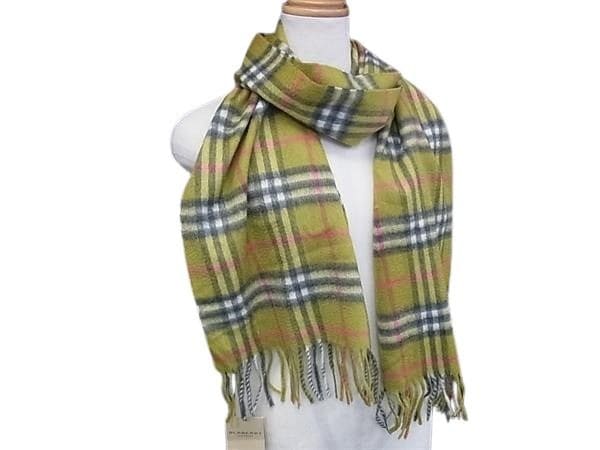 マフラー ノバチェック カシミヤ100％ - ライトグリーン マルチカラー ストール ブランド 高級 防寒 アクセサリー 誕生日プレゼント 男女兼用 ギフト メンズ レディース【本物保証】