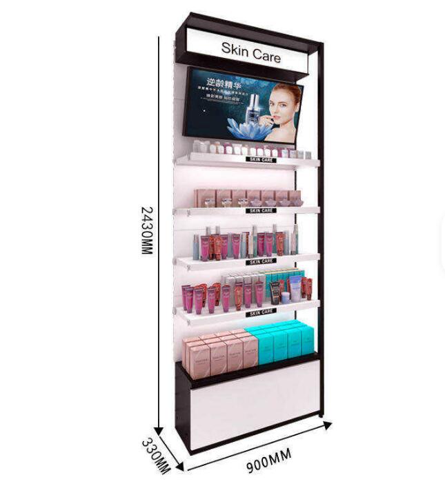化粧品ビューティーショップスキンケアショップディスプレイスタンドシェルフビューティーサロンディスプレイキャビネットラックブティック製品ディスプレイ