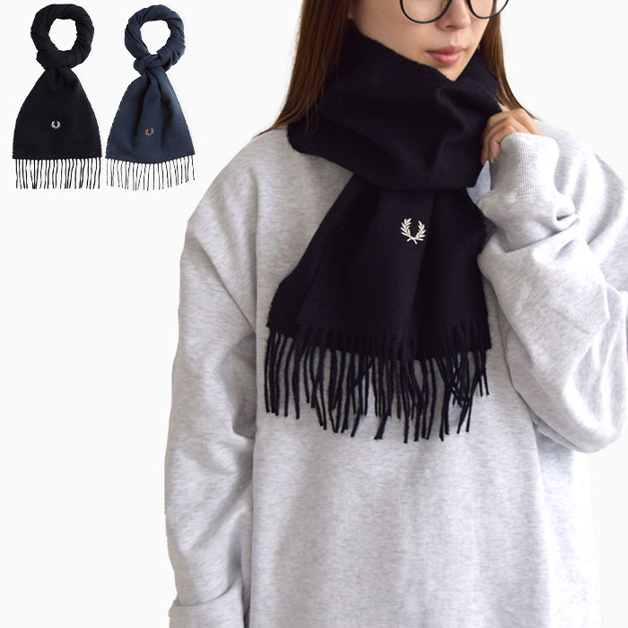 マフラー Lambswool Scarf メンズ レディース ユニセックス ウール 春 秋 冬 ブラック ネイビー F フリーサイズ C4126