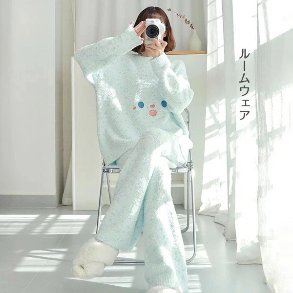 ルームウェア もこもこ モコモコパジャマ パジャマ 冬 長袖 上下セット 寝巻き 部屋着 暖かい あったか 着ぐるみ モコモコ 大人用 ふわふわ 動物 レディース 女性用 ガウン かわいい 可愛い ギ