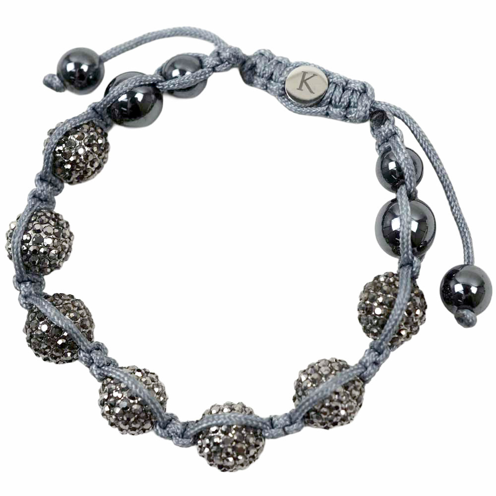 [訳ありアウトレット] KAPARA BRACELETS カパラブレスレット メンズ レディース ステンレス ストーンブレスレット コードブレスレット FREEサイズ サイズ調整可能 グレー KB-K