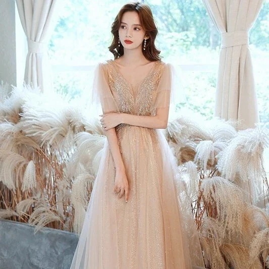 バンケットイブニングドレス 2025 気質ホスト芸術試験妖精パフォーマンスパフスカート