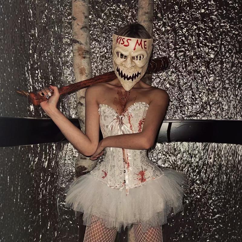 ハロウィンnpcゴースト花嫁コス衣装フェミニンエンジェルチュチュスカート電子音楽フェスティバルバーパーティーセット