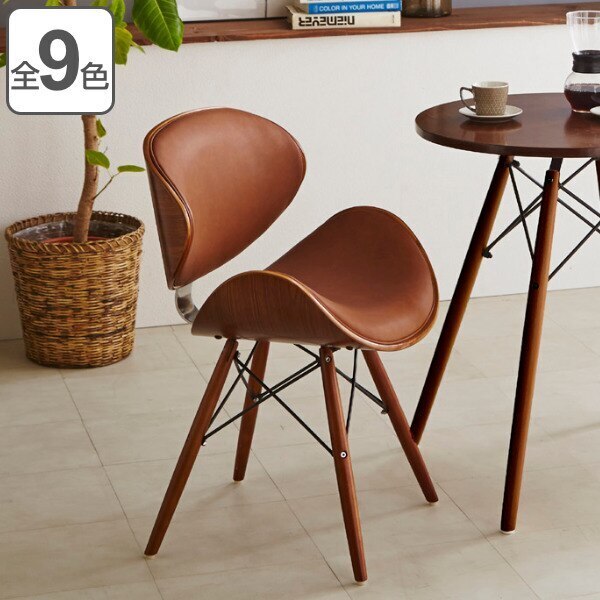 チェア 座面高47cm レザー調 木製