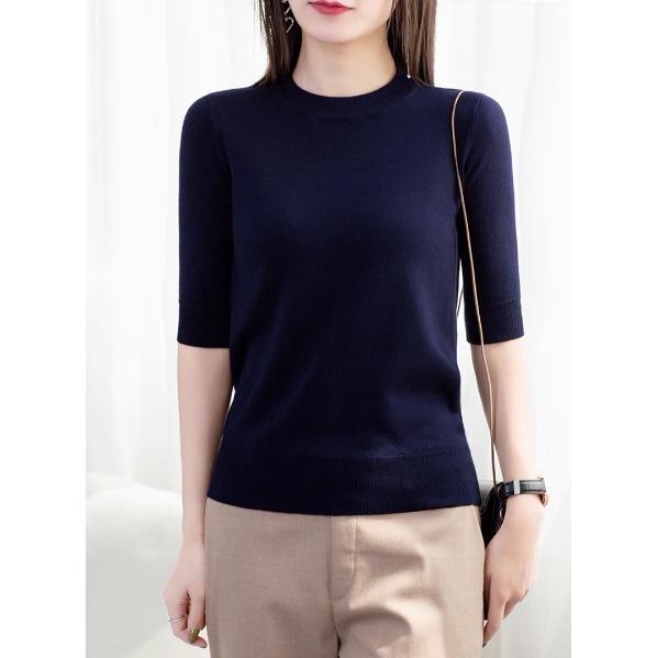 トップス Tシャツ セーター 袖あり 半袖 5分袖 五分袖 Uネック ラウンドネック スリム ニット サマーニット 快適 着心地 大人可愛い きれいめ シンプル カジュアル 大人 上品 おしゃれ 5,378円