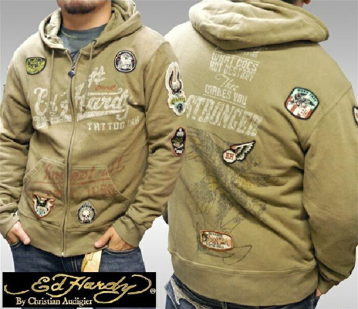 セール エドハーディー 200種類の品揃え Ed Hardy メンズ ジップアップ パーカー SAM WORLD EAGLE MOSS エドハーディー 正規品 インポート LAセレブ ファッ
