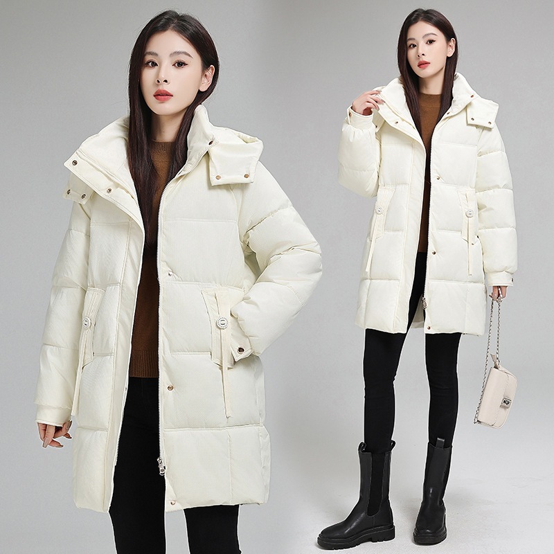 本物のブランド 2025 新作冬ダウンジャケット女性用韓国版ファッショナブル多用途スリムミッドレングス厚くて暖かいジャケット