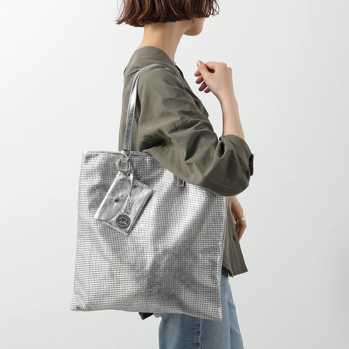 MARCO MASI マルコマージ トートバッグ 3575 FOR+FOD レディース レザー メッシュ ポーチ付 鞄 B01/SILVER