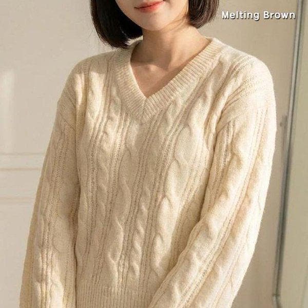 女性VネックニットプルオーバーDN26
