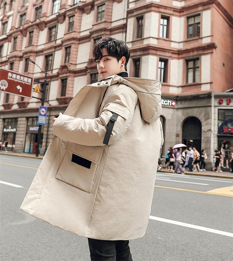 INSスタイル ギャザリング ダウンジャケット スリム 中 長セクション