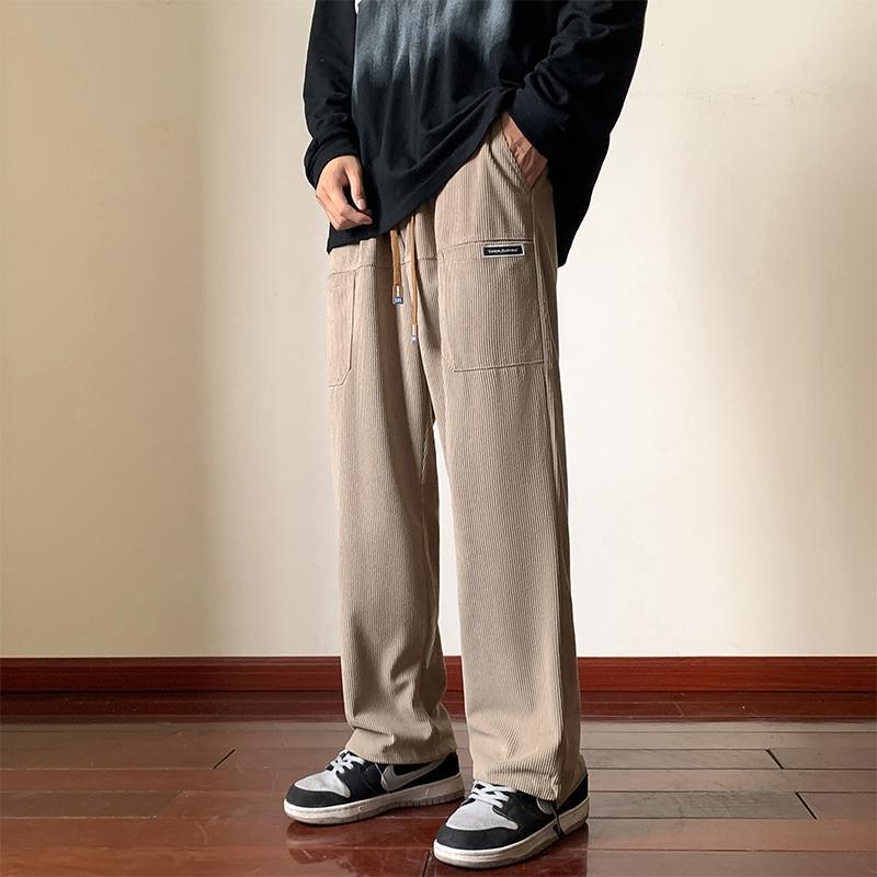 パンツ メンズ 秋 冬 カジュアル ズボン コーデュロイ ストリート 雰囲気 ストレート スウェット 快適 ワイド レッグ ドレープ
