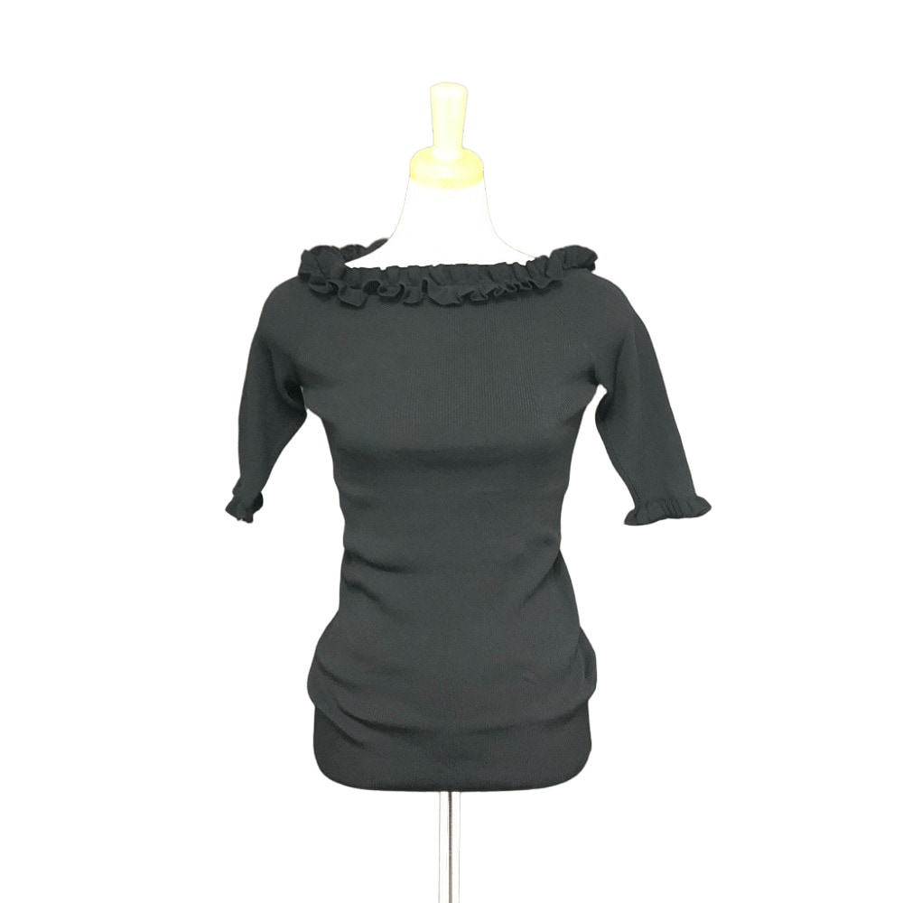 LE CIEL BLEU ルシェルブルー ニット 19A61103 オフショル ニット 長袖 長袖ニット レーヨン ブラック